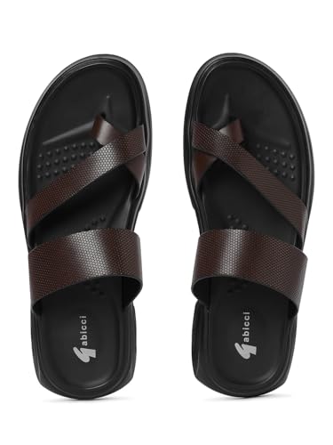 Image of Gabicci Mens Toe Loop Sandal, Slip On Entry, (Size 40-45), Full Grain Leather, Casual Lounging Sandal, PU Sole, Flat Heel, Hope