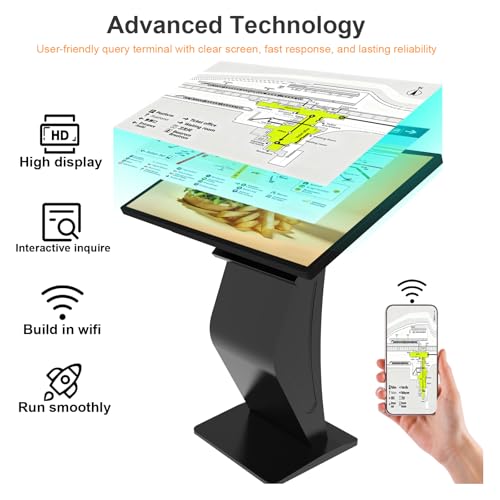 Image of 32 Inch Touch Screen Kiosk, 10pt PCAP Capactive Touch Screen Digital Signage, Windows OS K-Style Indoor Digital Signage, Interactive LCD Display Signage, U-Disk Publish Content, Split Screen