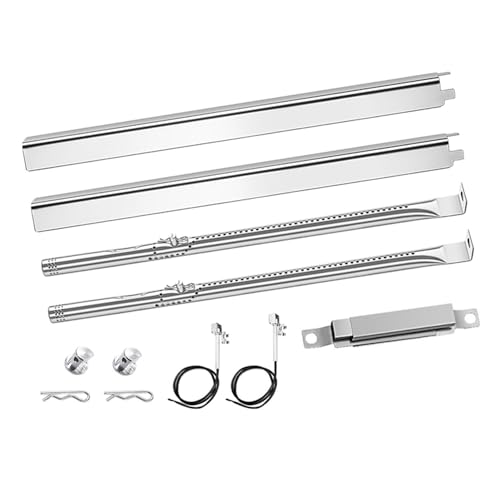 Image of Grill Replacement Parts for Charbroil Performance 2 Burner 463660021 463660421 463654022, Grill Parts for Char-Broil 463655621 463630021, Grill Burners Kit with Heat Plate, Crossover Tube, Igniter | Stainless Steel, with Crossover Tube, Igniter, Heavy Duty, Easy Install, Works Like New, Uniform Heating, Enjoy BBQ Time