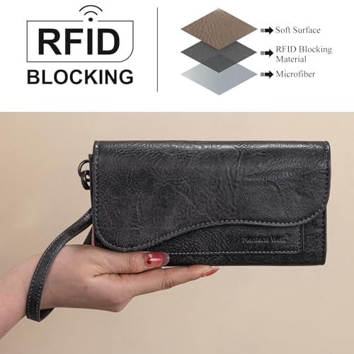 Montana West Large Women's Wallets Trifold Money Organizers Rfid Phone Wristlet Wallet for Ladies Female with ID Holder and Zipper Coin Purse — view 5