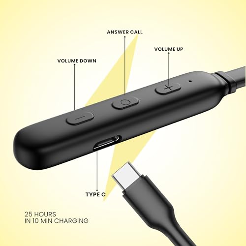 Image of OOGE Tune 8 Bluetooth Neckband Headphones, 30H Playtime, Hi-Fi Bass Sound, Magnetic Ear Tips, IPX4 Sweatproof, Type-C Charging, Clear Mic (Blonde Yellow)