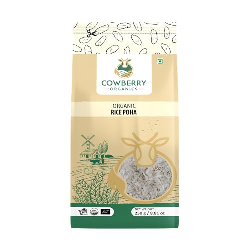 COWBERRY Organic Thick Poha/Flattened Rice/Aval 250 g, Beaten Ric...