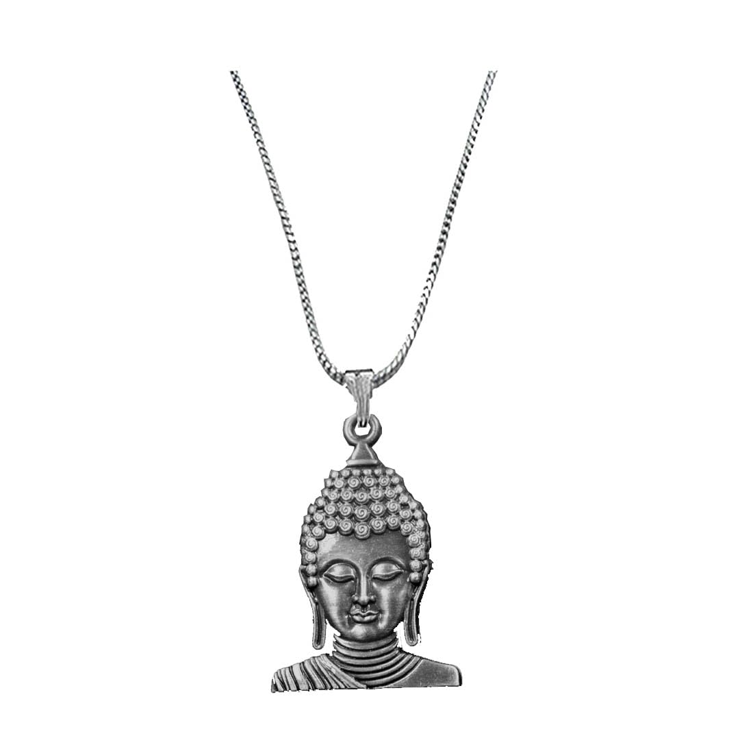 afh Lord Buddha Grey Pendant Necklace with Metal Charm, Snake Chain, Adjustable S-Hook Closure-picture-20