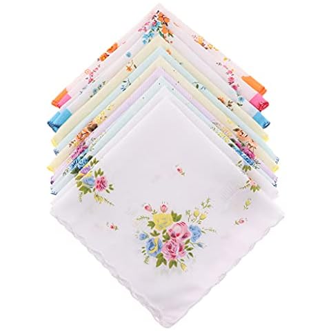 Baoblaze 10er Set Damen Taschentücher Blume Stofftaschentücher 100% Baumwolle Cover