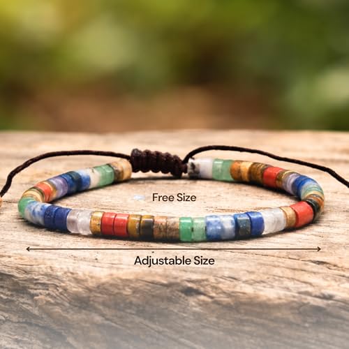 Image of 7 Chakra Healing Crystal Bracelet for Men & Women | Natural Stone Beads | Meditation, Yoga & Anxiety Relief Bracelet | Reiki Energy Balancing Beads with Amethyst, Lapis Lazuli, Aventurine, Carnelian & Jasper