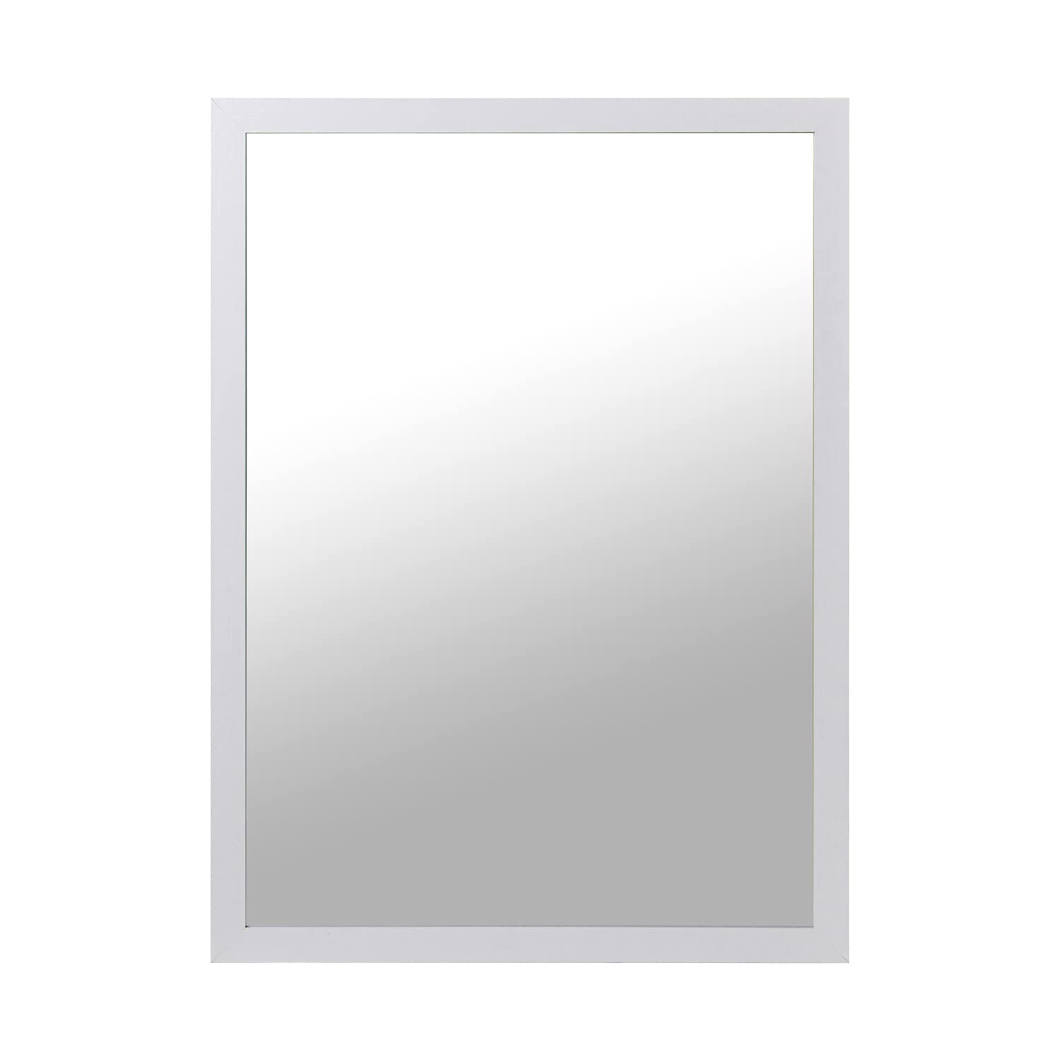 DRW Espejo de Pared Rectangular de Madera DM y Papel en Blanco 55x1,2x75cm, INT. 52x72cm