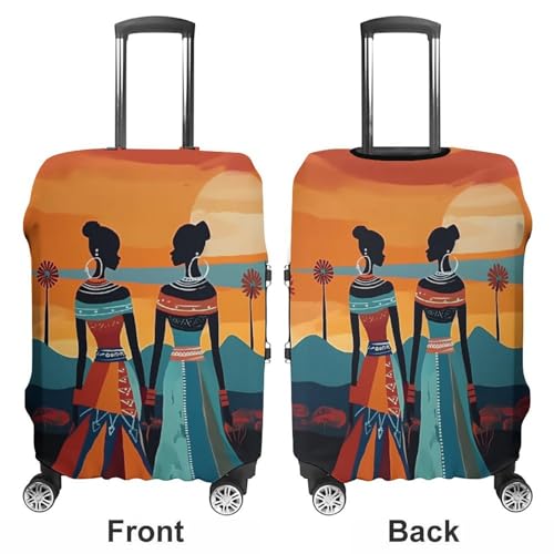 Retro African Black Woman Travel Suitcase Protector Luggage Cover Protective Washable Anti-scratch Baggage Cover2