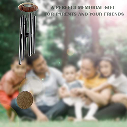 Epartswide Wind Chimes for Outside,38\" Memorial Wind Chimes Large Wind Chime Deep Tone with 6 Tuned Tubes Soothing Melodic Tones Sympathy Gifts for Mom Patio Garden Dcor (Black) - Thumbnail 4