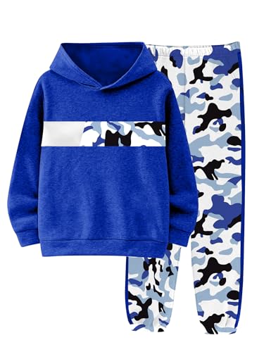 Image of Boys Clothes Boy Outfits 2-Piece Long Sleeve Hoodie and Camouflage Pants Boys Fall Winter Clothes for 6-16 Years