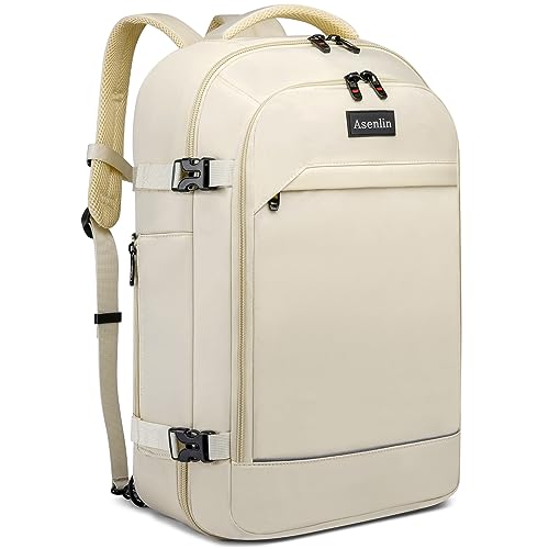 Asenlin Travel Backpack for Women Men,Flight Approved Carry On Luggage 30L Water Resistant Business Laptop Backpacks Fits TSA 15.6 Inch Computer College Weekender Outdoor Hiking-White - image 1
