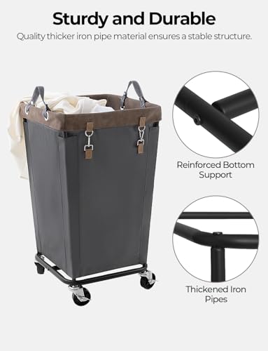 StorageWorks 160L Laundry Basket with Wheels, Large Rolling Hampers for Clothing Organizer, Dirty Clothes Basket for Hotel, Home, Closet, Dorm, Grey