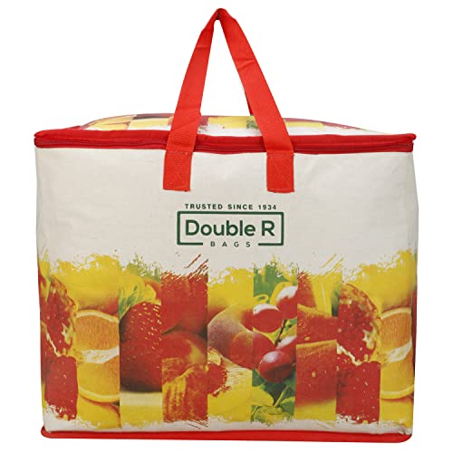 Image of DOUBLE R BAGS Multipurpose Clothes & Grocery Storage Organizer with Reinforced Cotton Handles, Zip Cover & 1 Compartment - Heavy Duty Canvas Bags (Multicolor, 43x27.9x43 cm, Pack of 4)