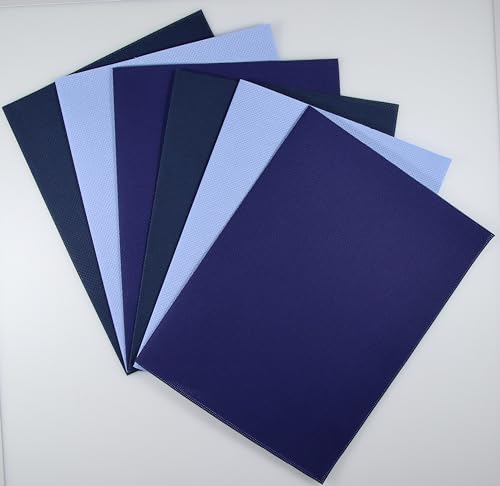 Image of KCS 6 pc of 12 inch x 18 inch(30cmx45cm) 14CT Counted Cotton Aida Cloth Cross Stitch Fabric (Light Blue+Royal Blue+Navy Blue)