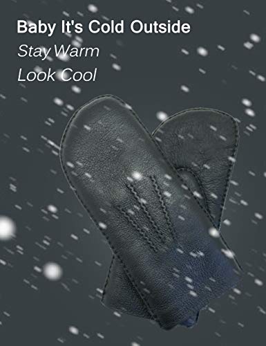 Yiseven Men's Shearling Sheepskin Leather Gloves Mittens Lambskin Thick Fur Warm Wool Lined For Winter Cold Weather Dress Driving Work Gifts, Black Size Small #TOP1