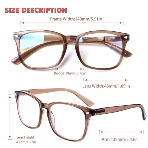 Image of Henotin 4-Pack Blue Light Blocking Reading Glasses Women Men,Spring Hinge Computer Readers,Anti UV Ray Square Nerd Eyeglasses (4 Pack Mix, 0.00, Diopters)