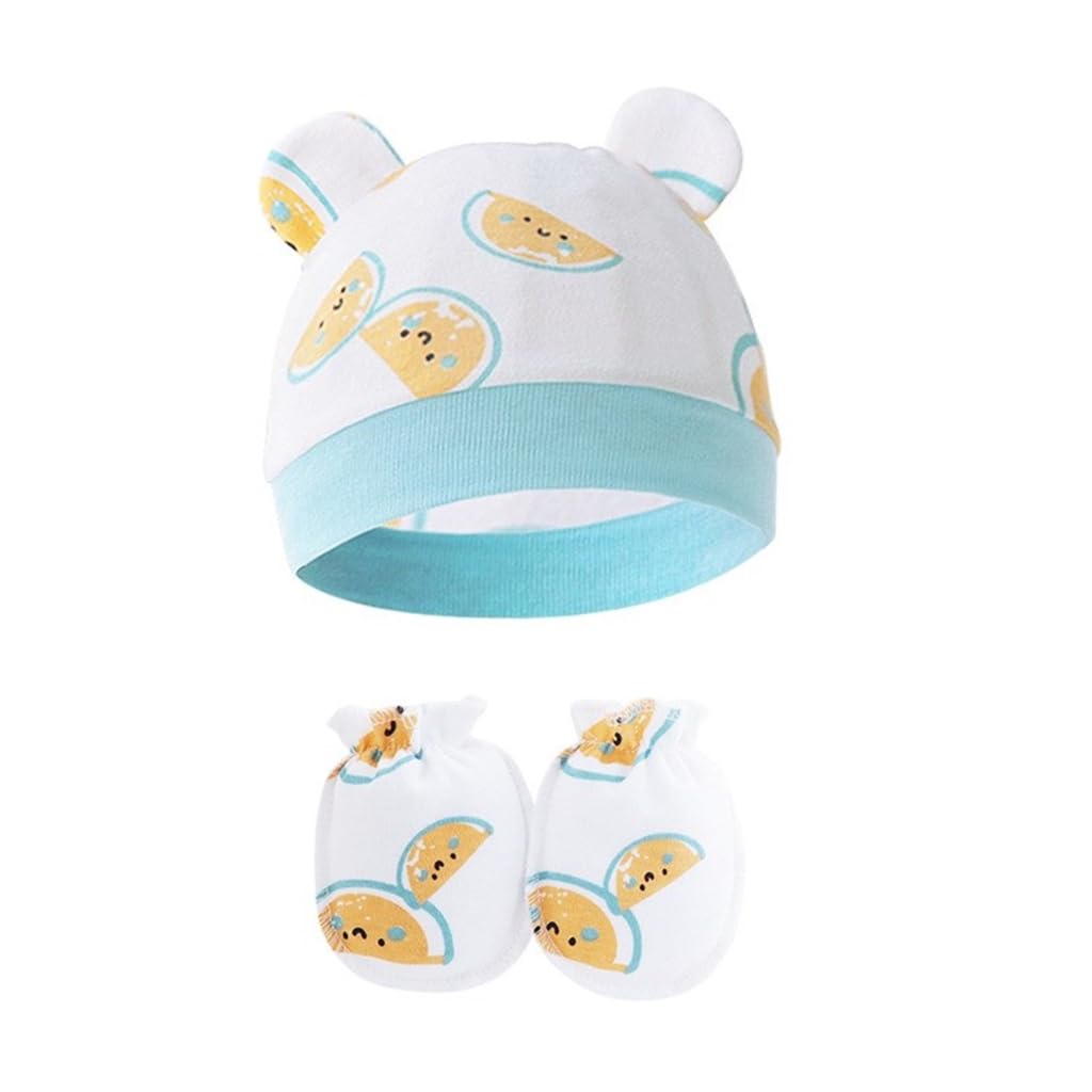 Soft Breathable Baby Hat and Mittens Set for Newborns Cotton Comfortable Fetal Caps Gentle Protections for 0-6 Months