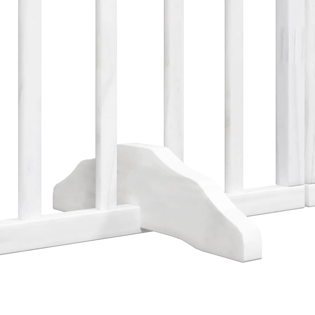 12-TLG. Puerta plegable para perros de madera de álamo blanca con puerta de 600 cm, independiente y portátil, barrera para interior y exterior, protección y seguridad para cachorros y perros