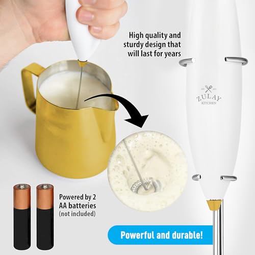 Image of Zulay Kitchen Powerful Milk Frother AA Batteries Included - Ultra Fast Handheld Drink Mixer with Stainless Steel Whisk Stirrer for Coffee, Protein, Matcha & More, Frother Wand Electric Frothmate