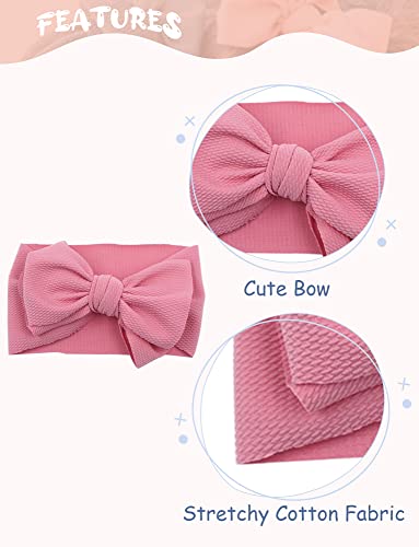 SEAUR - 5 6 Pcs Newborn Baby Beanie Hat Toddler Knot Hats Soft Turban Infant Headwrap Caps with Large Bowknot Double Layer2
