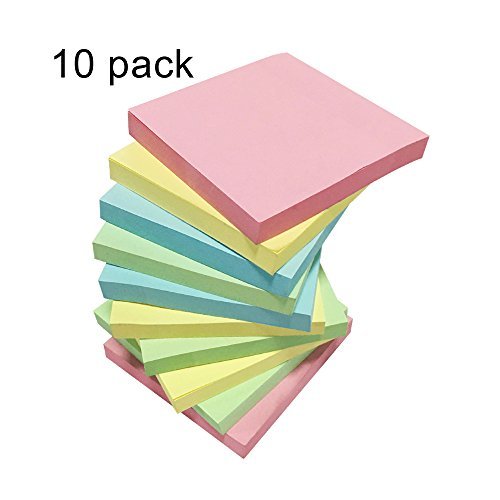 LURBON Sticky Notes 3x3, 10 Pads, 100 Sheets/Pad, Colorful Self-Stick Notes for Home, Office