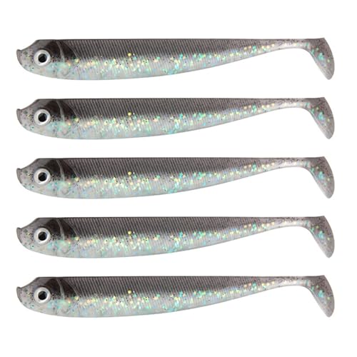 Pack of 5 9.5cm T Tail Soft Lures Premium PVC Flexible Design Baits for Freshwater Fishing Walleye Sinking Baits Sinking Soft Ba