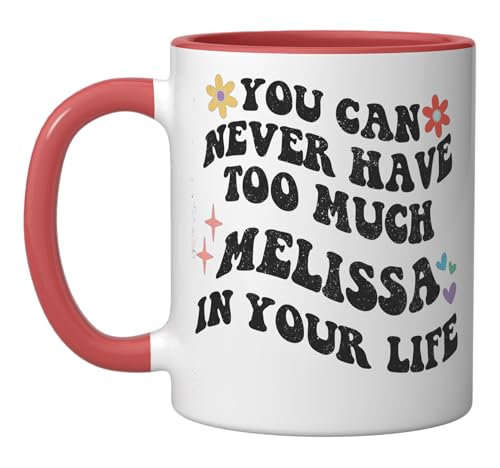 Taza de cerámica roja y blanca de 11 onzas miniatura 1