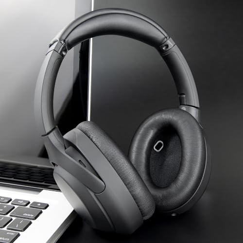 Image of SOULWIT Lambskin Replacement Earpads for Sony WH-1000XM4 (WH1000XM4) Headphones, Ear Pads Cushions with Noise Isolation Foam, Added Thickness, Without Affecting Sensor - Brilliant Black