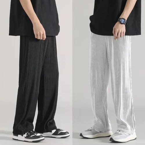 Summer Thin Ice Silk Pants Men's Straight Casual Trousers3