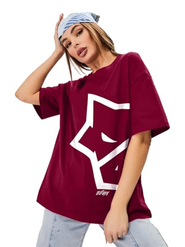 Image of LEOTUDE Women Cottonblend Oversized Baggy Fit Half Sleeve Round Neck Multicolor Combo T-Shirt for Women & Girls (Pack of 3)