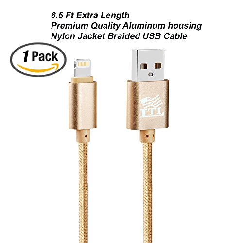 LTI-Direct 1 Pack Certified 8 Pin 6.5ft Extra Long Nylon Braided USB Cable Sync Charger Data Transfer For Apple iPhone SE iPhone 6 6S Plus 5S 5C 5 iPod iPad Pro Air Mini