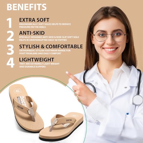 Image of DOCTOR HEALTH SUPER SOFT Women's Orthopedic Sandals And Slippers | Lightweight Anti-Skid Comfort Slides for Heel Pain Relief | Soft Cushion Sole Footwear for Everyday Use