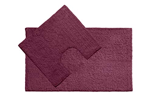 Premier Housewares Cotton Bath Mat and Pedestal Set - Purple, H1 x W80 x D50cm