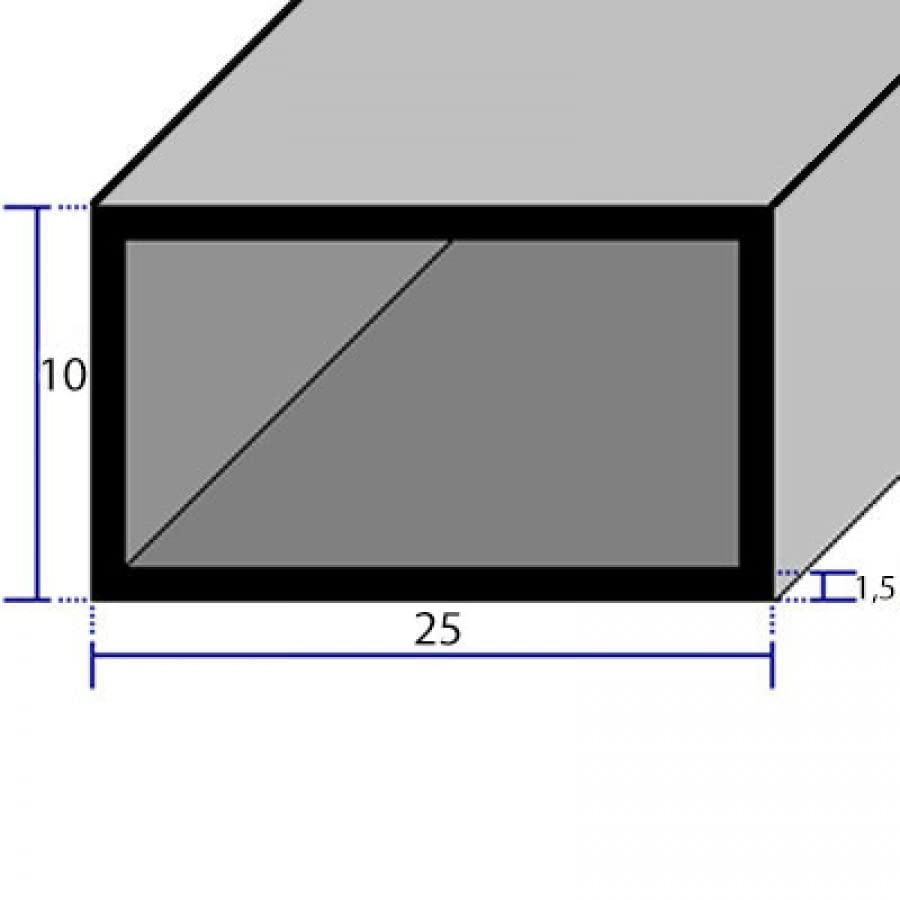 Extrudierte rechteckige Profile aus eloxiertem Aluminium mm. 20 x 15 x 1,5 cm. Farbe Schwarz robust und vielseitig für Bastelprojekte und Handwerk