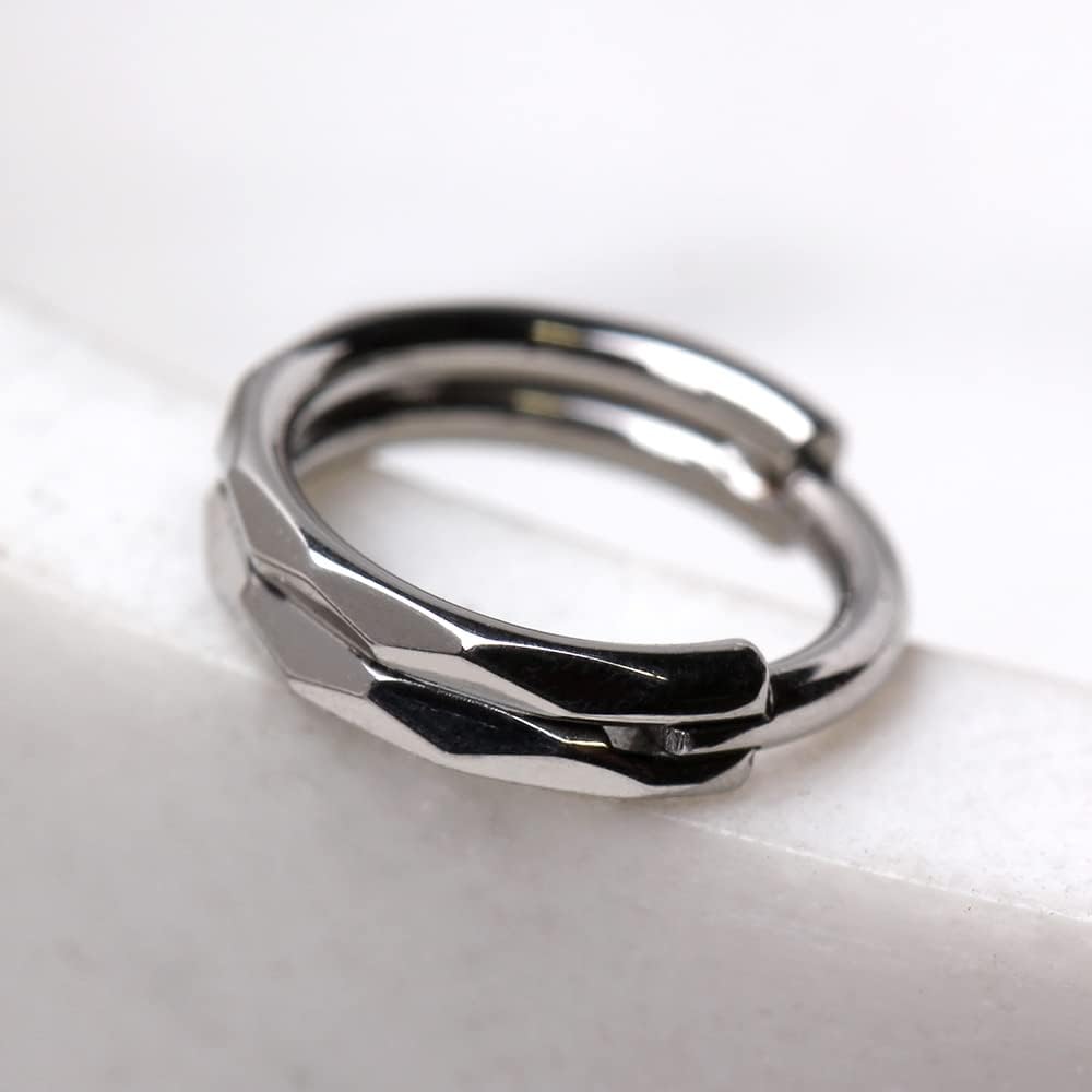 Pierced Owl 16GA 316L Stainless Steel Faceted Double Layer Hinged Segment Clicker Ring - Image 5
