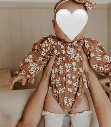 2pcs Infant Baby Girls Romper Dress Headband Long Sleeve Clothing Flowers Newborn Boho Girl Outfit Jumpsuit Clothes2