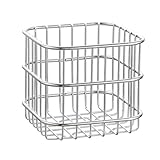 Opatiny Obst- und Gemüsekorb aus Edelstahl mit feinmaschiger Oberseite für Küchenarbeitsplatte, 304 Stahlprodukt-Aufbewahrungsregal, kompakte Größe, Silber