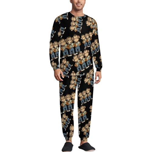 Funny Monkey Gorilla Bills Mens Pajamas Set Long Sleeve Sleepwear Pjs Set Shirts And Bottoms Sleep Sets Loungwear