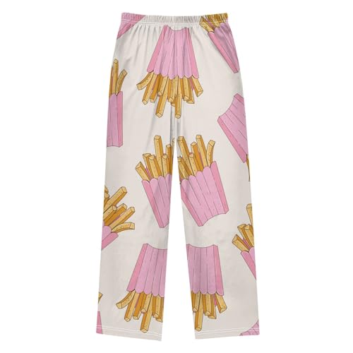 Pink French Fry Boys Pants Boys Athletic Pants Long Pant for Boywith Pockets Wide-Leg Size 6-14Y2