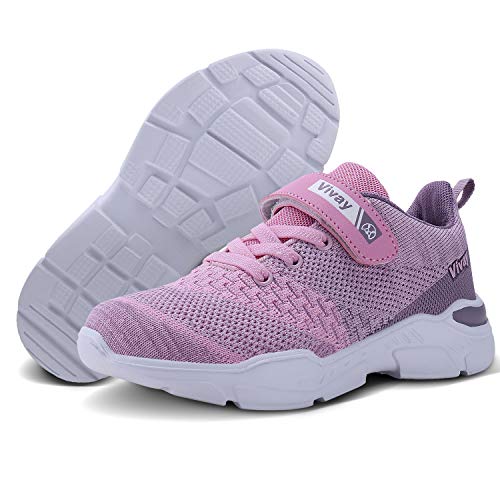 Vivay Girls Running Shoes Athletic Tennis Shoes for Kids Lightweight Sneakers for Big Kid (3c-Pink,Size 5 Big Kid)