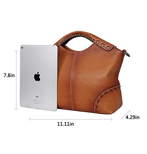 Heshe Vintage Genuine Leather Purses For Women Top Handle Satchel Shoulder Bag Crossbody Purse Designer Ladies Handbag And Womens Long Wallets Money Clip Card Case Holder Clutch For Ladies #TOP3