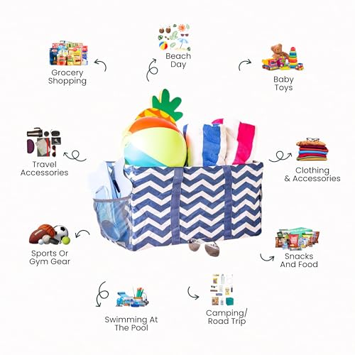 Image of Extra Large Utility Tote Bag - Oversized Collapsible Pool Beach Canvas Basket