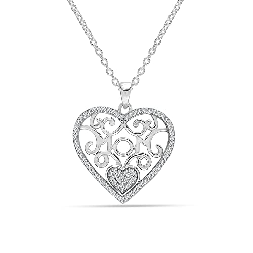 Image of LeCalla 925 Sterling Silver Heart Necklace for Women | 14K Gold & Rose-Gold Plated Love Heart Pendant Necklaces | Romantic, Inspirational Pendant Jewelry Gifts for Wife, Mom, Girlfriend