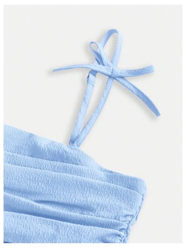 Image of SHENHE Girl's Smocked Ruched A Line Swing Dress Layered Tie Shoulder Flowy Cami Short Dress