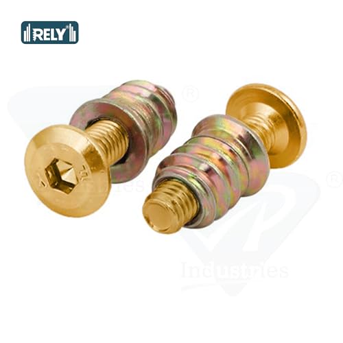 Image of Rely⇒VP INDUSTRIES (Combo Set -10 Pcs) M8x20 mm Allen JCB Screw with M8x15 mm Interface Thread Wood Insert D-Nut With Allen Key 1 Pc | Fastener for Joining Wood Boards,Cupboards, Chairs & Beds