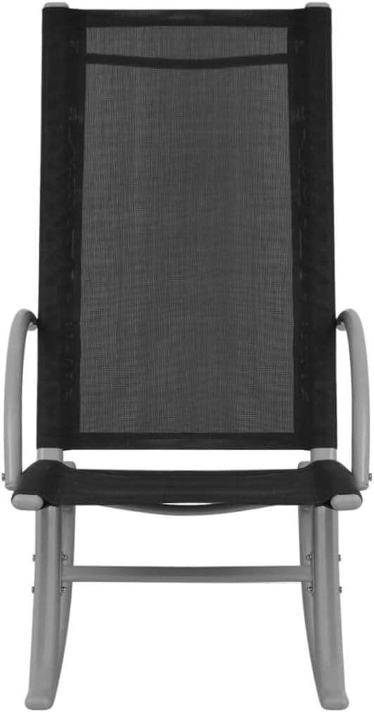Patio Rocking Chairs 2 pcs,Camping Chair,Lawn Chairs,Club Chairs,Bistro Chairs,Lounge Chairs,High Back Chairs,for Garden,Backyard,Lawn,Porch,Poolside,Balcony,Steel and Textilene Black