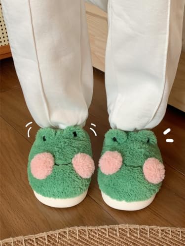 Cute Frog Slippers for Women Kawaii Slippers for Women Fluffy House Slippers Fuzzy Animal Slippers for Women Men3