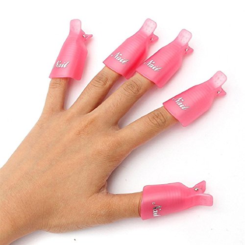 Susenstone10PC Plastic Nail Art Soak Off Cap Clip UV Gel Polish Remover Wrap Tool