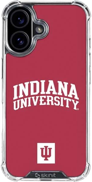 Skinit Clear Phone Case Compatible with iPhone 16 - Officially Licensed Indiana University IU Logo Design