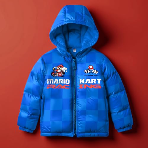 Image of Nintendo Super Mario Bros Winter Jacket for Boys Mario Kart Graphic Print Boys Puffer Winter Coat for Big and Little Kids