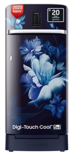 Samsung 189 L 4 Star Digi-Touch Cool, Digital Inverter Direct Cool Single Door Refrigerator (RR21C2E24UZ/HL, Midnight Blossom Blue, Base Stand with Drawer 2023 Model)